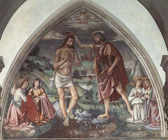 GHIRLANDAIO, Domenico Baptism of Christ Norge oil painting art